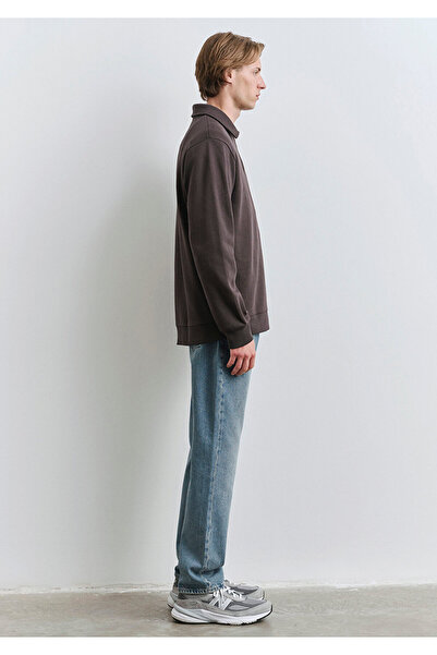 Mavi Polo Neck Half Zip Brown Sweatshirt 0S10414-70219