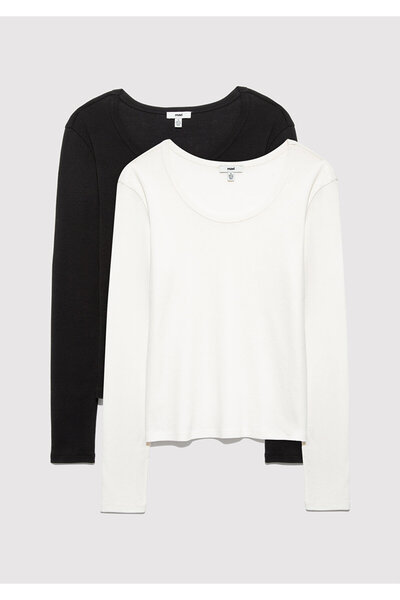 Mavi 2-Pack Long Sleeve Basic T-Shirt Fitted / Bodycon Fit 1613519-90891