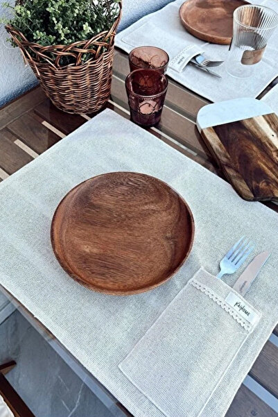 KaiHome 6-piece Raw Linen - American Serving/supla 100% with Spoon Holder Detail