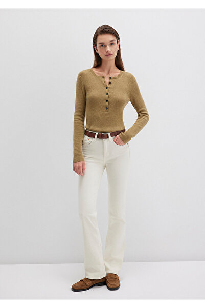 Mavi Wool Blend Button Detail Brown Sweater Fitted / Bodycon Cut 1710730-71567