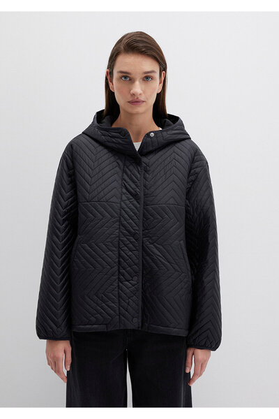 Mavi Hooded Quilted Black Jacket Loose Fit / Relaxed Fit 1110460-900