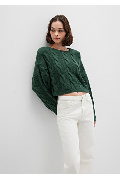 Mavi Crew Neck Green Sweater Crop / Short Cut 1710477-71894