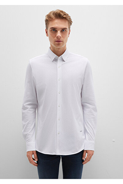 Mavi Men's White M0211660-620 Honeycomb Fabric Shirt