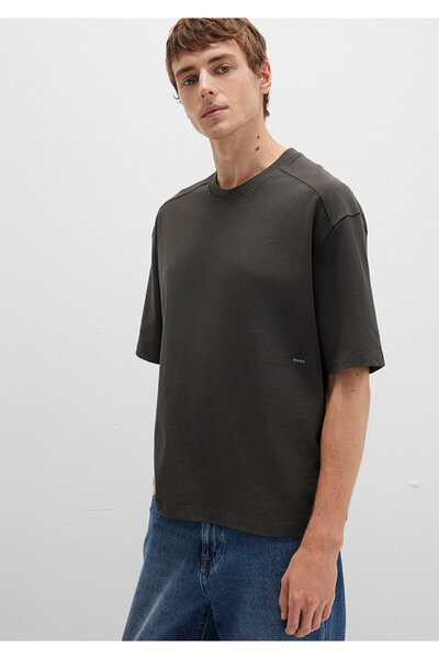 Mavi Crew Neck Mvjns Embroidered Anthracite Basic T-Shirt Boxy Fit 0612909-70090