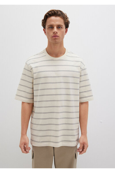 Mavi Gray Striped Ecru T-Shirt Relaxed Fit / Comfortable Cut 0612914-70076