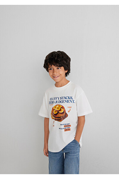 Mavi Printed Ecru T-Shirt Loose Fit / Loose Relaxed Fit 6610360-70057