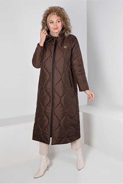 Alvina Plus Size Puffer Coat with Fur Hood 90333