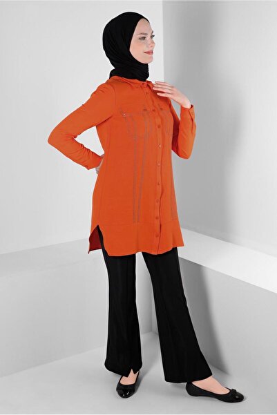 Alvina 43608 Model Stitching Detailed Shirt Tunic