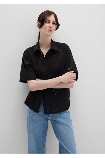 Mavi Brode Detailed Black Shirt Loose Fit / Loose Relaxed Cut 1211186-900