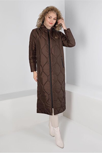 Alvina Plus Size Puffer Coat with Fur Hood 90333