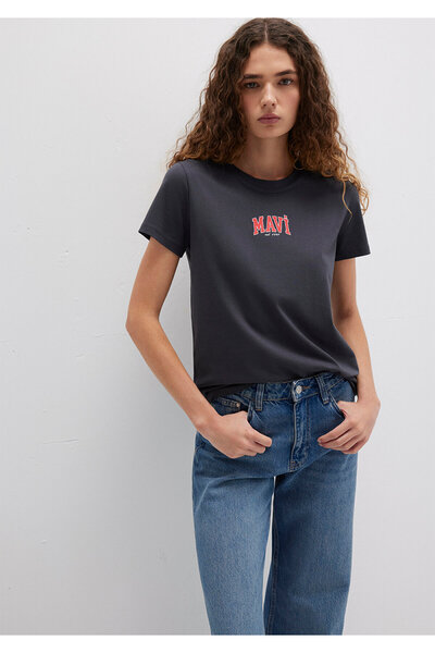 Mavi Logo Printed Anthracite T-Shirt Regular Fit / Regular Cut 1613412-70087