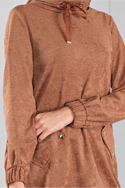 Alvina Lace-Up Velvet Tunic with Ankle Neck 41226