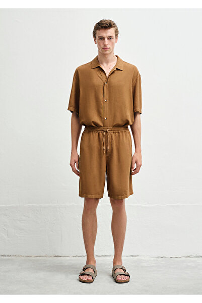 Mavi Linen Blend Brown Shorts 0410299-82337