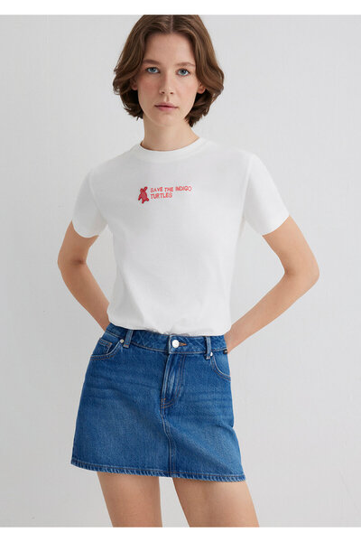 Mavi Indigo Turtles Printed Ecru T-Shirt Semi Slim Fit / Semi Slim Fit 1613535-70057