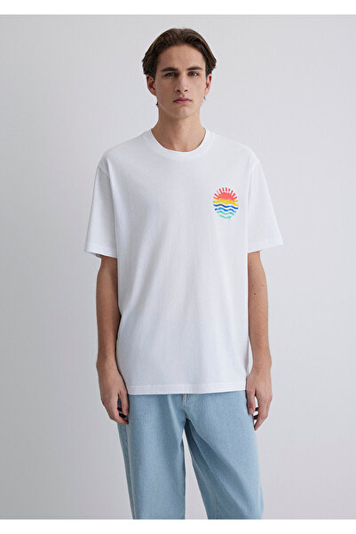 Mavi Back Printed White T-Shirt Loose Fit / Loose Relaxed Fit 0612610-620