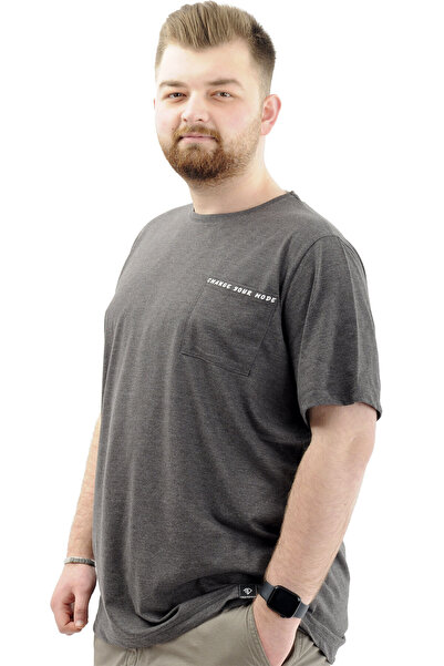 ModeXL Plus Size Mode XL Men's Cotton Crew Neck T-Shirt - CHANGE U24050 Antramelange