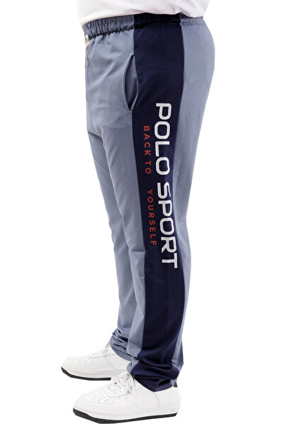 ModeXL Large Size Men's Tracksuit- 6 Pockets Printed Blue