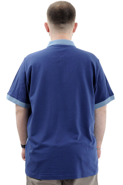 ModeXL Men's Polo Neck Plus Size T-Shirt - Blue Polo Sport U24323