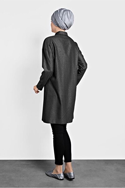 TRENDTESETTÜR Women's Khaki Men's Collar Shiny Tunic 40211