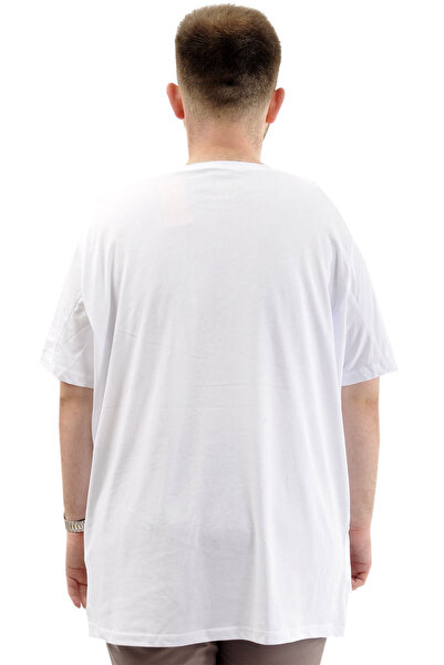 ModeXL Чоловіча бавовняна футболка з коміром-стійкою та принтом - Mode XL, біла, CHANGE U24084