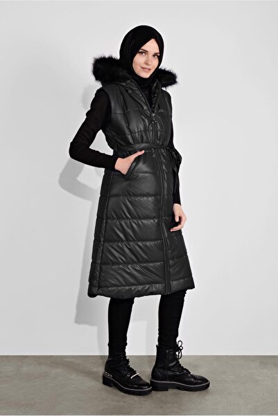 TRENDTESETTÜR Women's Black K Hooded Inflatable Vest 5687