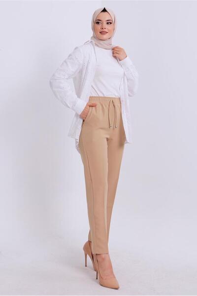 TRENDTESETTÜR Women's Brown (Camel) Elastic Waist Pants t 80004