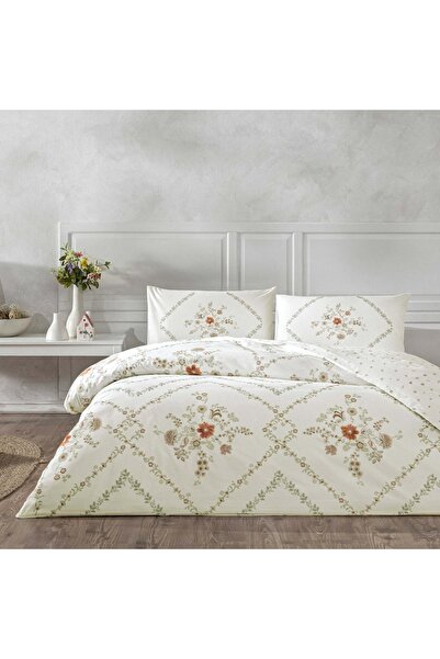 Taç Elira Ranforce Çift Kişilik Nevresim Takımı Beyaz