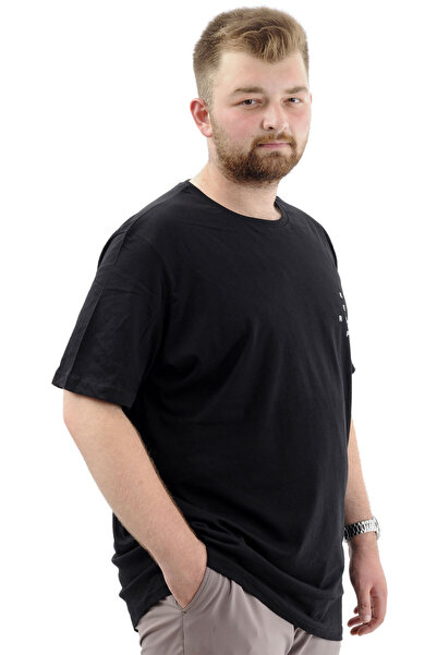 ModeXL Large Size Crew Neck Soft Black Men's T-shirt - U24083