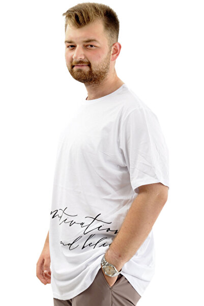 ModeXL Ανδρικό μπλουζάκι King Size - Mode XL, βαμβακερό, απαλή υφή, εμπριμέ BELIEF U24085 Λευκό