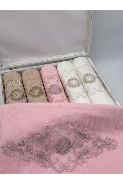 AYHANHOME Груди Gupurlu атласна вишивка з візерунком розкішний Ceyizlik 50x90 6 рушників для обличчя набір рушників для рук