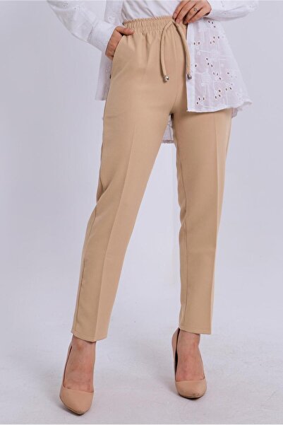 TRENDTESETTÜR Women's Brown (Camel) Elastic Waist Pants t 80004