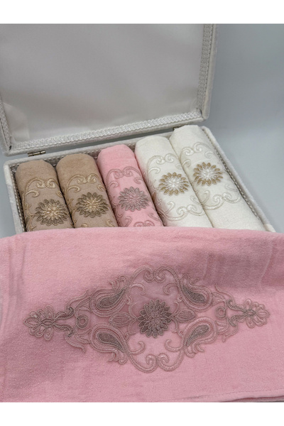 AYHANHOME Груди Gupurlu атласна вишивка з візерунком розкішний Ceyizlik 50x90 6 рушників для обличчя набір рушників для рук