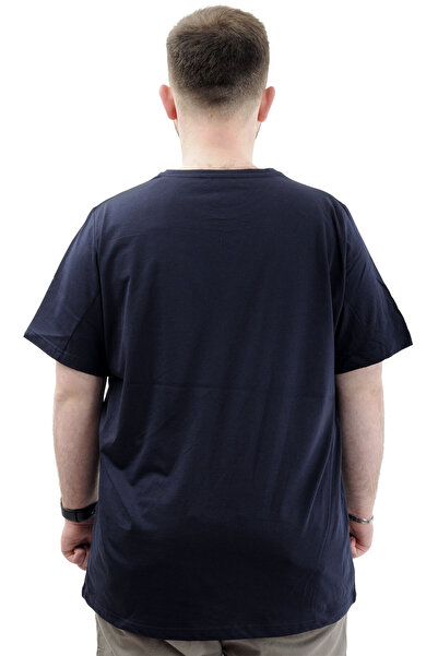 ModeXL Men's Large Size Navy Blue T-Shirt - Cotton, Printed, Crew Neck CHANGE U24050