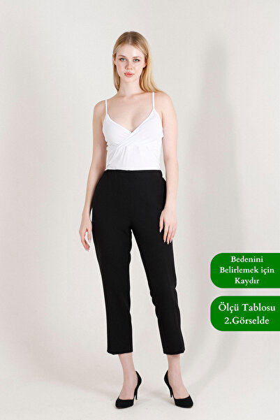 Balenbi High Waist Black Lycra Women's Trousers - Carrot Leg 1005