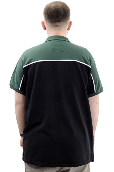 ModeXL Men's Black Polo Neck T-Shirt - Color Block, Deer U24324