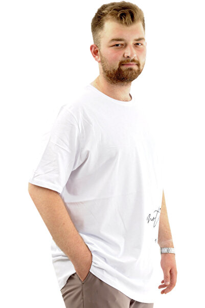 ModeXL Ανδρικό μπλουζάκι King Size - Mode XL, βαμβακερό, απαλή υφή, εμπριμέ BELIEF U24085 Λευκό