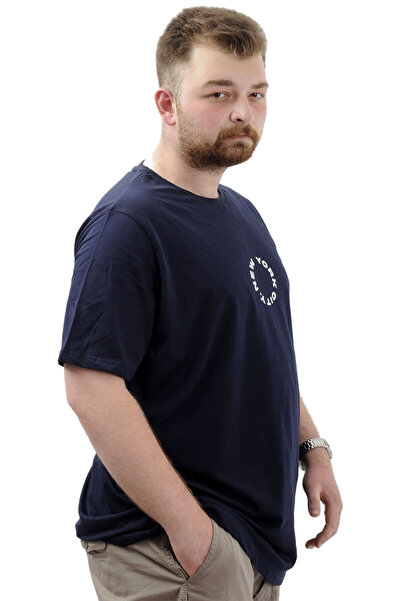 ModeXL Men's Printed T-shirt - Mode XL, Crew Neck, Cotton, NEW YORK U24081 Navy Blue