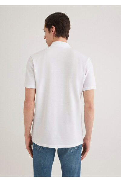 Mavi Weißes Polo-T-Shirt mit halbem Reißverschluss, reguläre Passform 0612525 -620