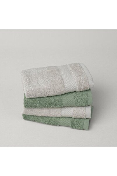 Linens Vita 4-Piece Cotton Hand Towel Set 33X33 cm Khaki/Gray