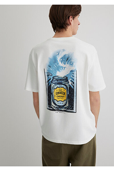Mavi Back Printed White T-Shirt Loose Fit / Loose Relaxed Cut 0612455 -80194
