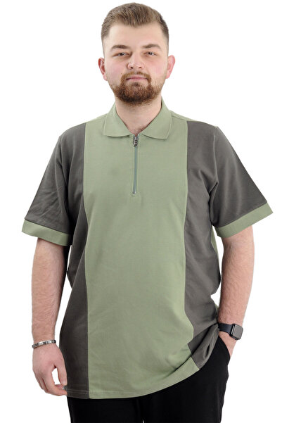 ModeXL Men's Polo Neck T-Shirt - Plus Size, Color Block, U24327 Cagla