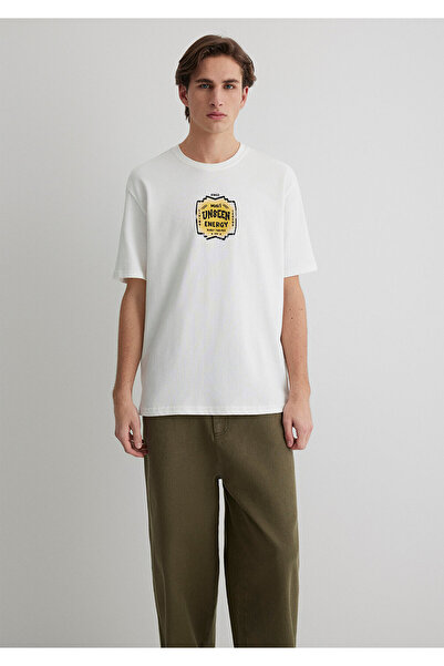 Mavi Back Printed White T-Shirt Loose Fit / Loose Relaxed Cut 0612455 -80194