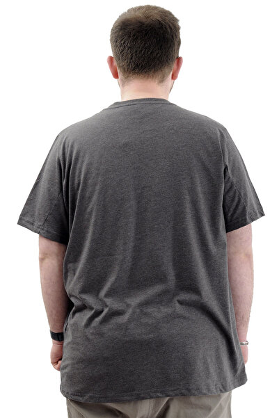 ModeXL LEAF Printed Mode XL Men's T-Shirt - Crew Neck, Antramelange, Plus Size U24069