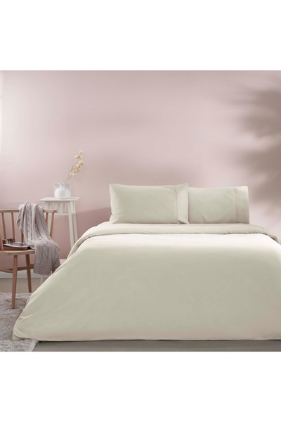 Taç Basic Ranforce Double Duvet Cover Set Ecru