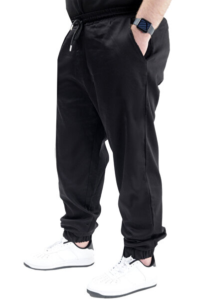ModeXL Men's Linen Joggers - Plus Size, Spring, Black 23912