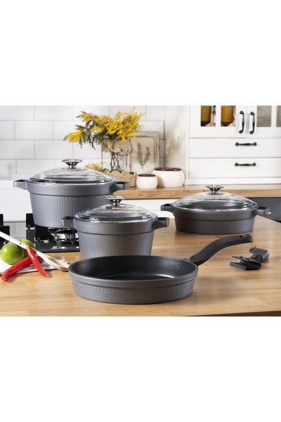 Pierre Cardin Ultra Graniks Gray 7 Piece Pot Set