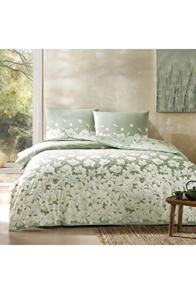 Taç April Ranforce Double Duvet Cover Set Green