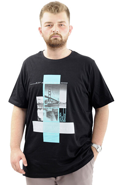 ModeXL Men's Cotton T-shirt - Oversize, Soft Texture, Printed Francisco U24086 Black