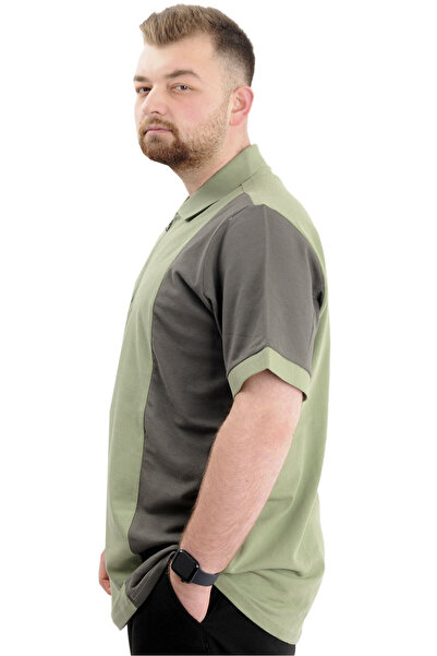 ModeXL Men's Polo Neck T-Shirt - Plus Size, Color Block, U24327 Cagla