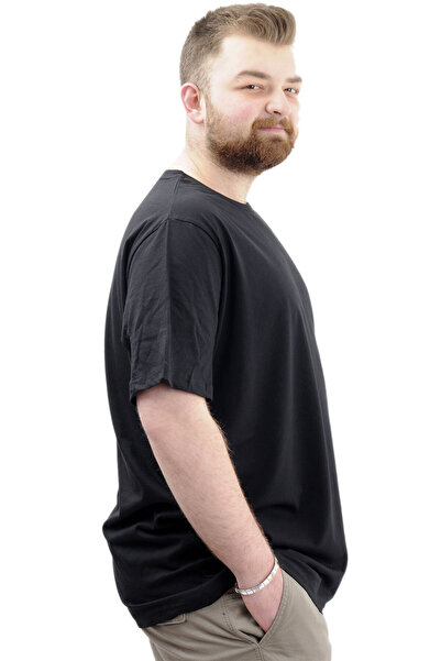 ModeXL Чоловіча футболка - Велосипедна горловина, великий розмір, з принтом - SIMPLICITY U24046 Чорна